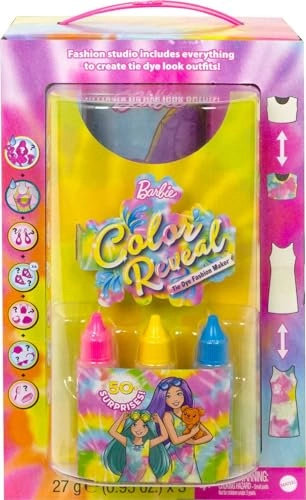 Barbie Color Reveal Tie-Dye Fashion Maker - 2 Dolls 53 Pieces Ages 48+ Gift Set