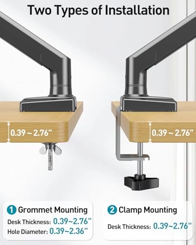 Dual Monitor Desk Mount - 2 32 inches VESA 75x75 100x100 mm