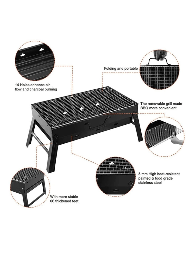 Portable Bbq Charcoal Grill - Black 43X29X23Cm