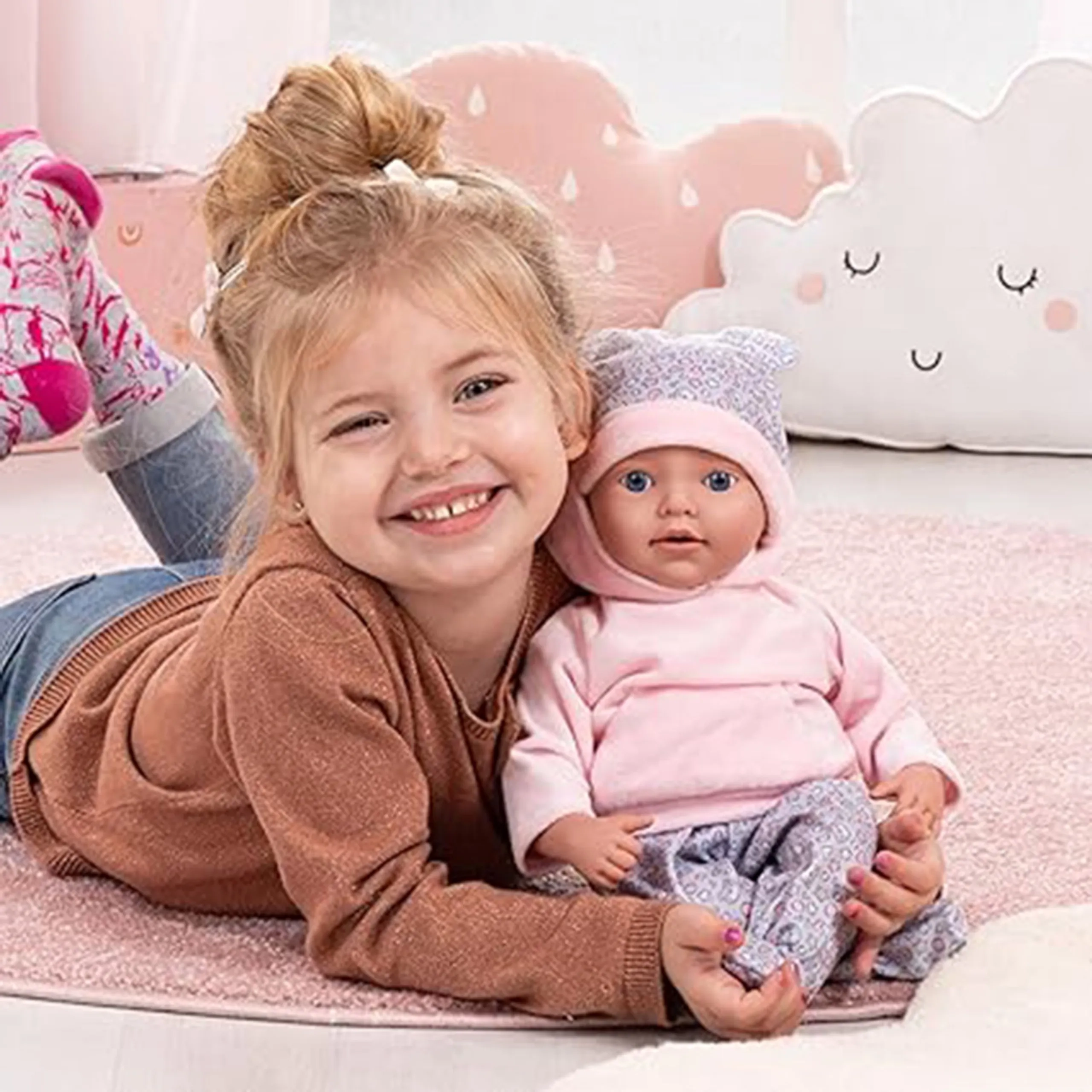 Reborn Baby Doll Playset - 38 cm Pink Ages 18 months+ Set