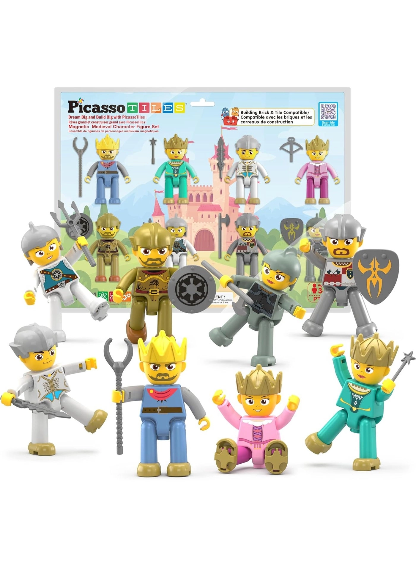 PicassoTiles Magnetic Action Figures - King and Knights Kingdom 8 pcs