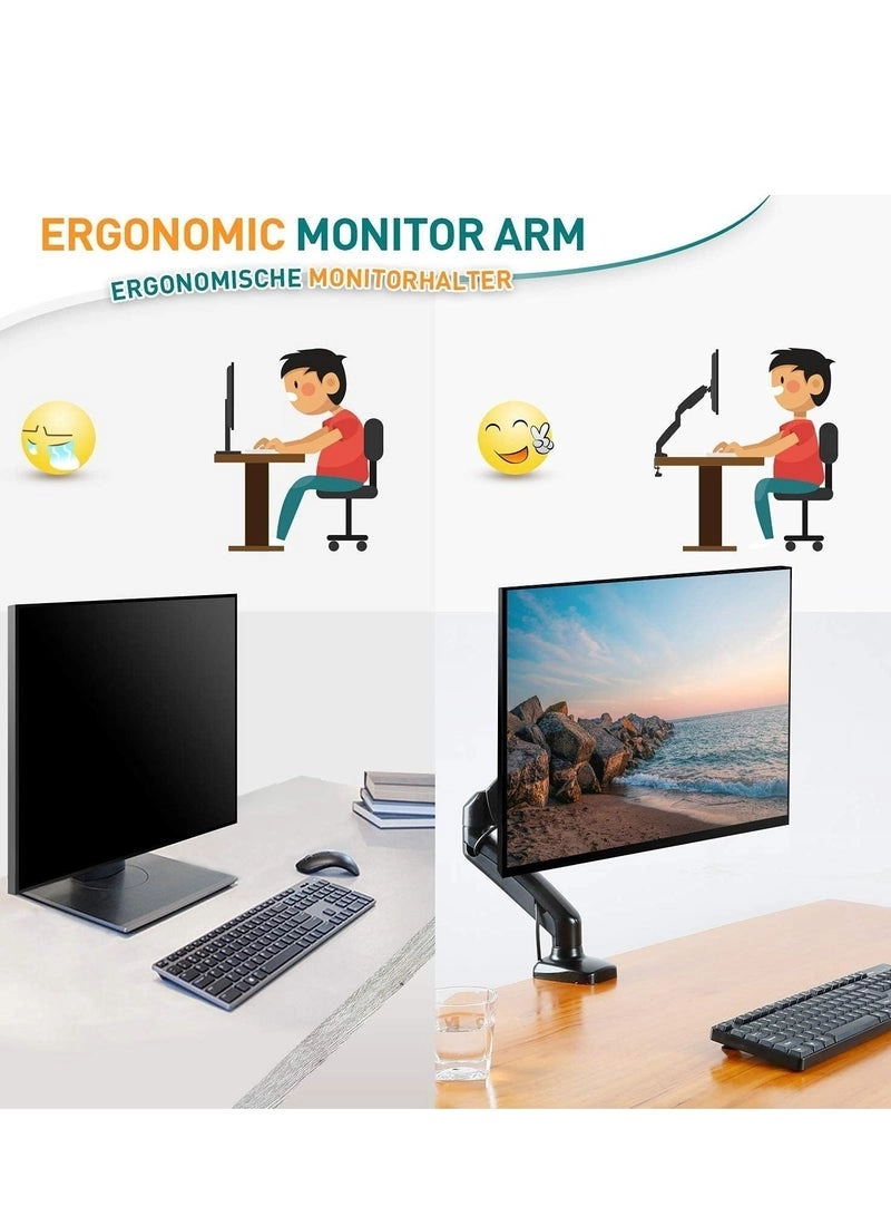 Single Monitor Arm - Single 13-32 Inch VESA 75x75/100x100mm