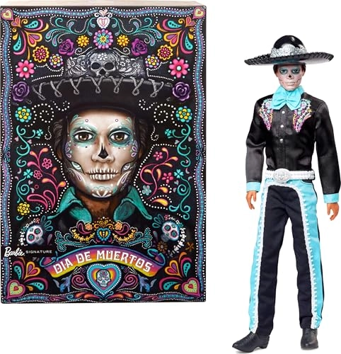 Barbie Día De Muertos Ken Collectible Figure - Black Suit Sky Blue Accents Ages 6+