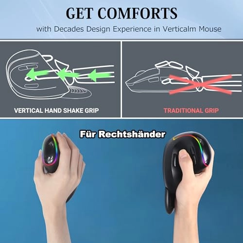 Ergonomic Mouse - Bluetooth (5.0/3.0) USB