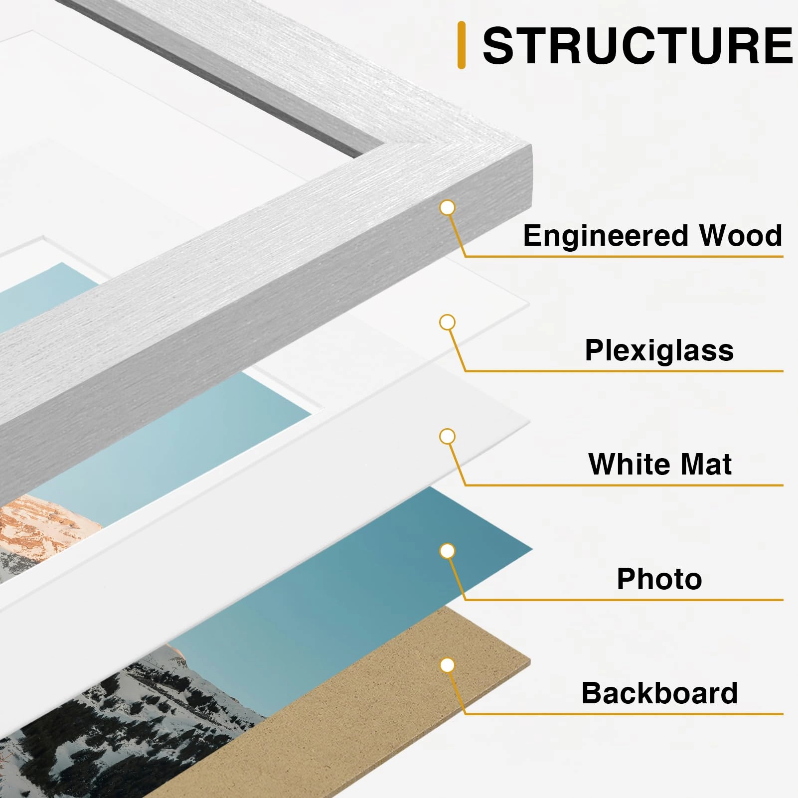 Picture Frames Set - 10 Pack Rustic Grey