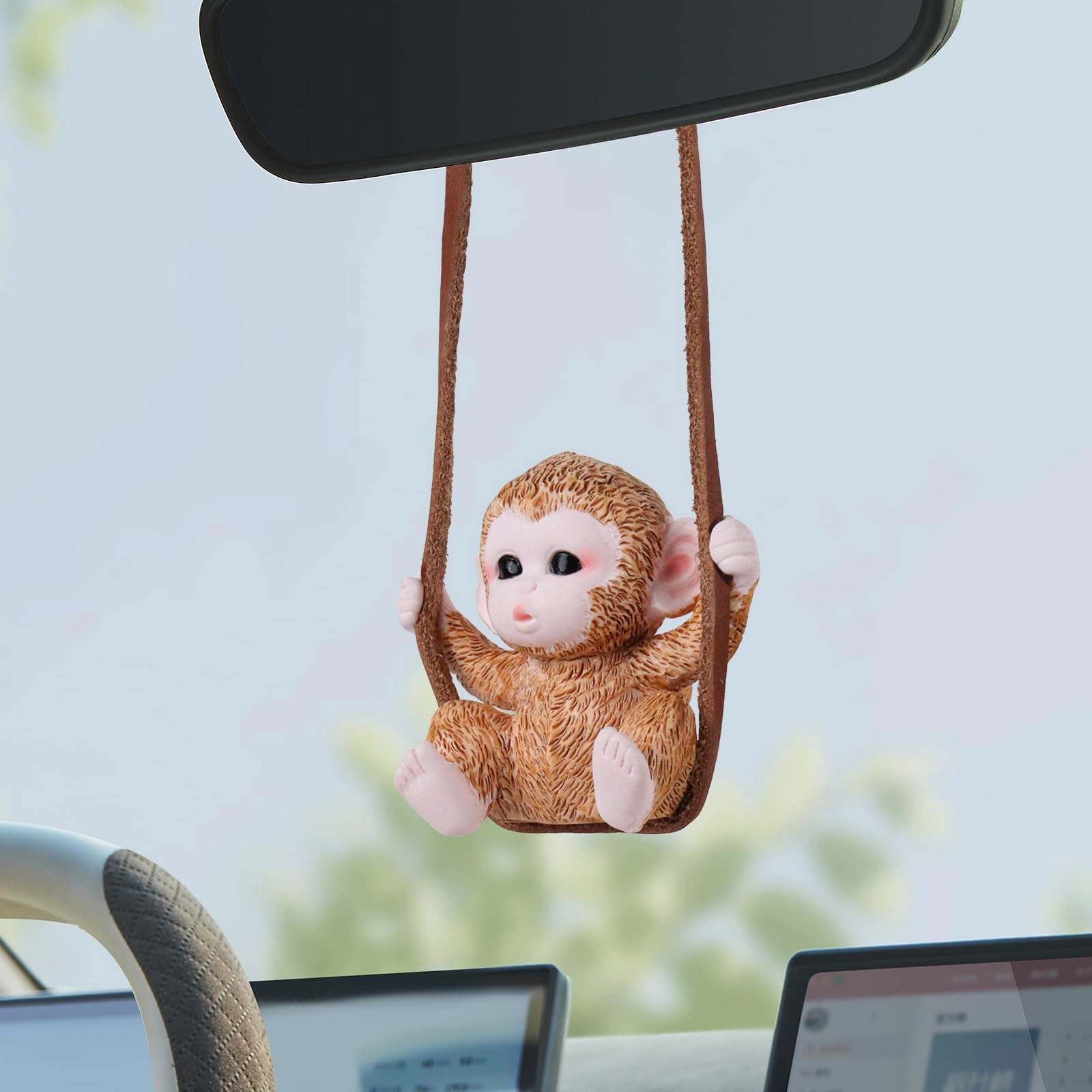 seninda Cute Monkey Car Hanging Ornament - Resin