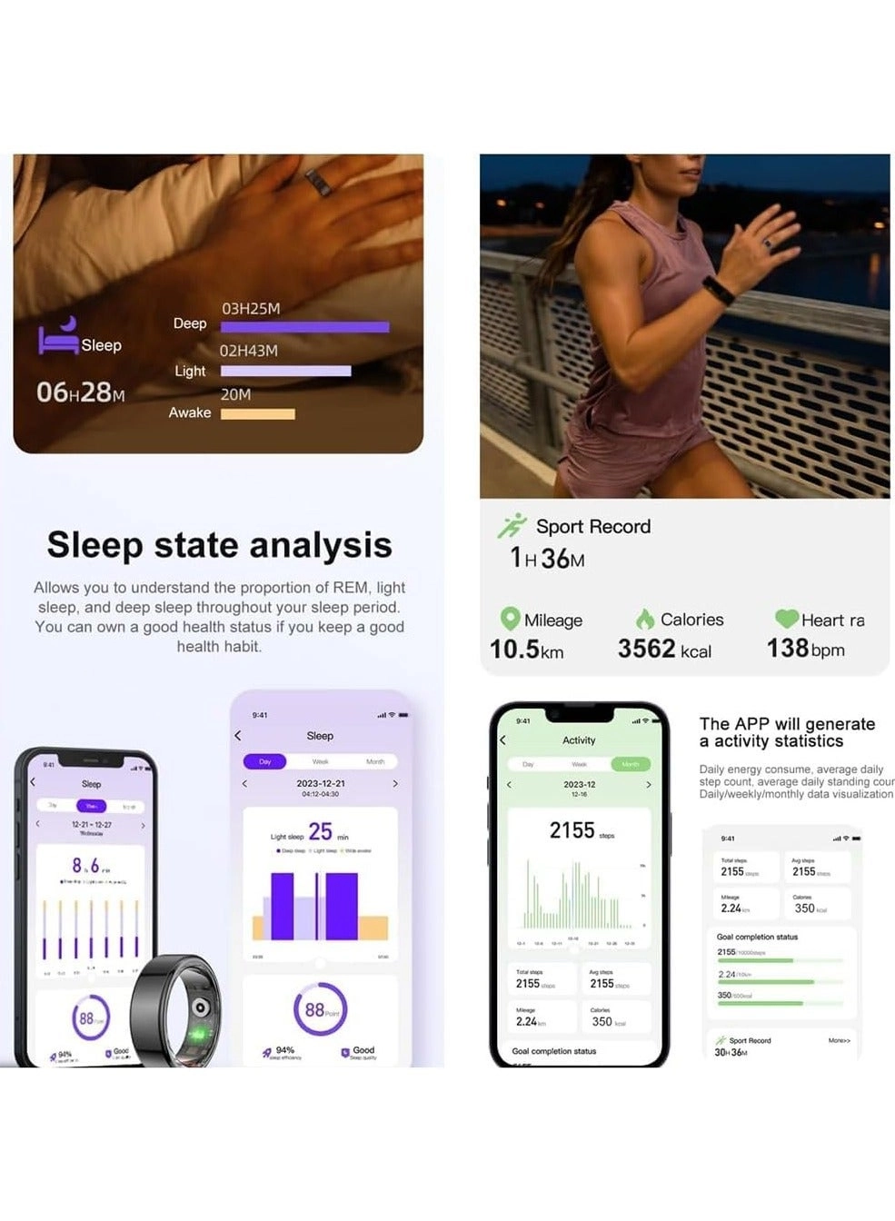 Smart Ring - Heart Rate Waterproof Black #11