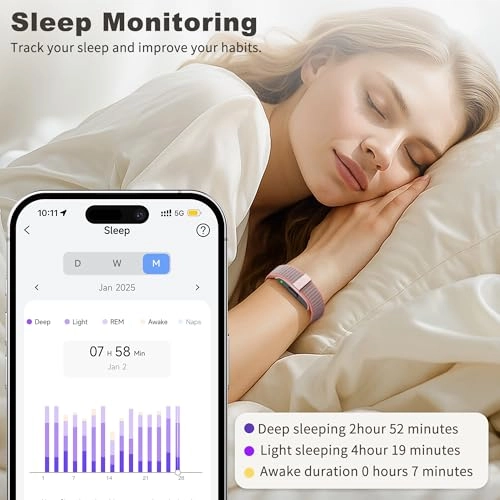 Sleep & Fitness Tracker Wristband - 24/7 Heart Rate Blood Oxygen Stress Monitor
