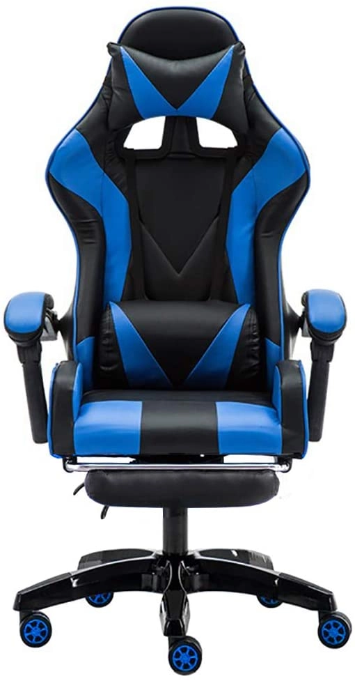 Adjustable Pu Leather Gaming Chair - Ergonomic Lumbar Support Footrest