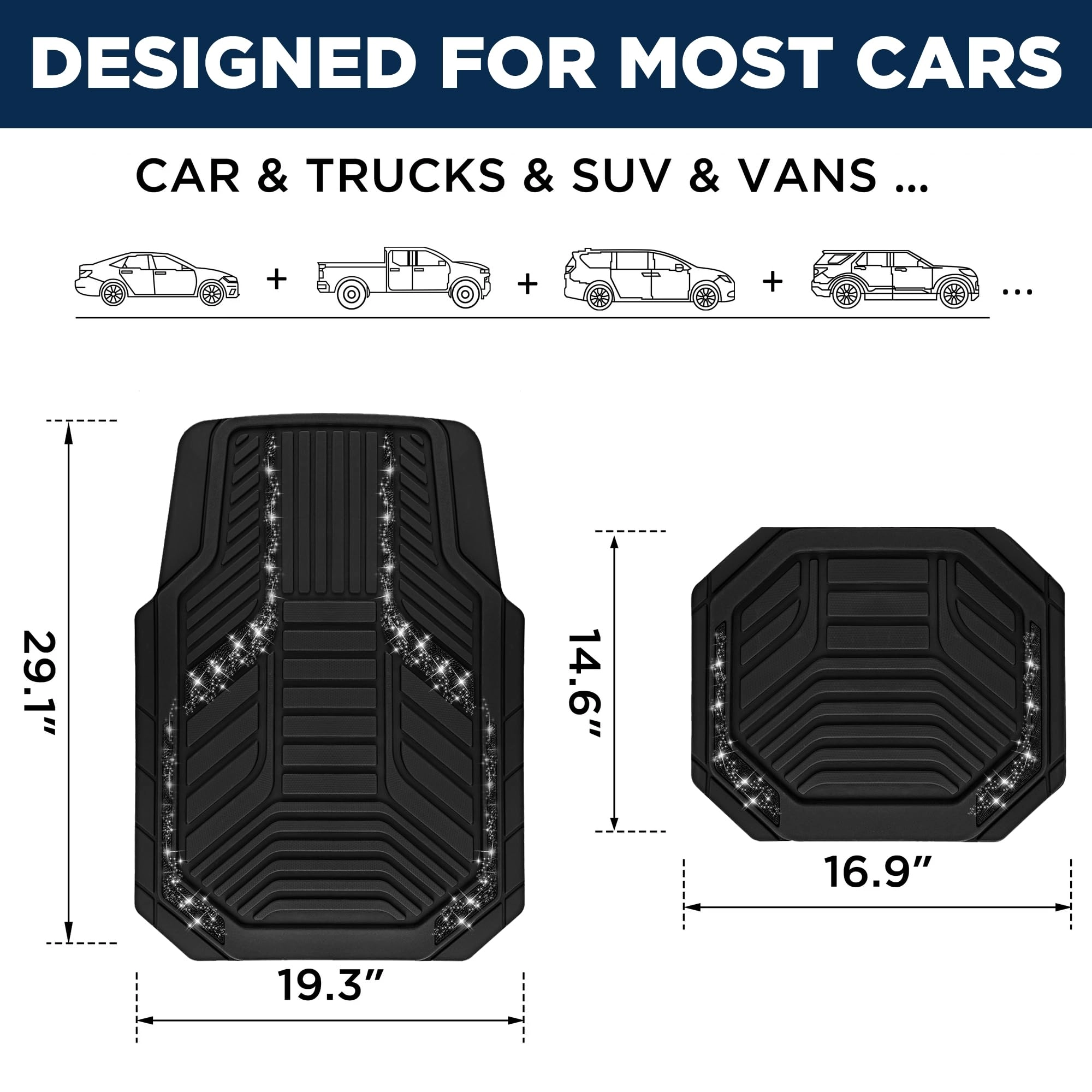 Heavy Duty Rubber Floor Mats - Pink Universal Fit