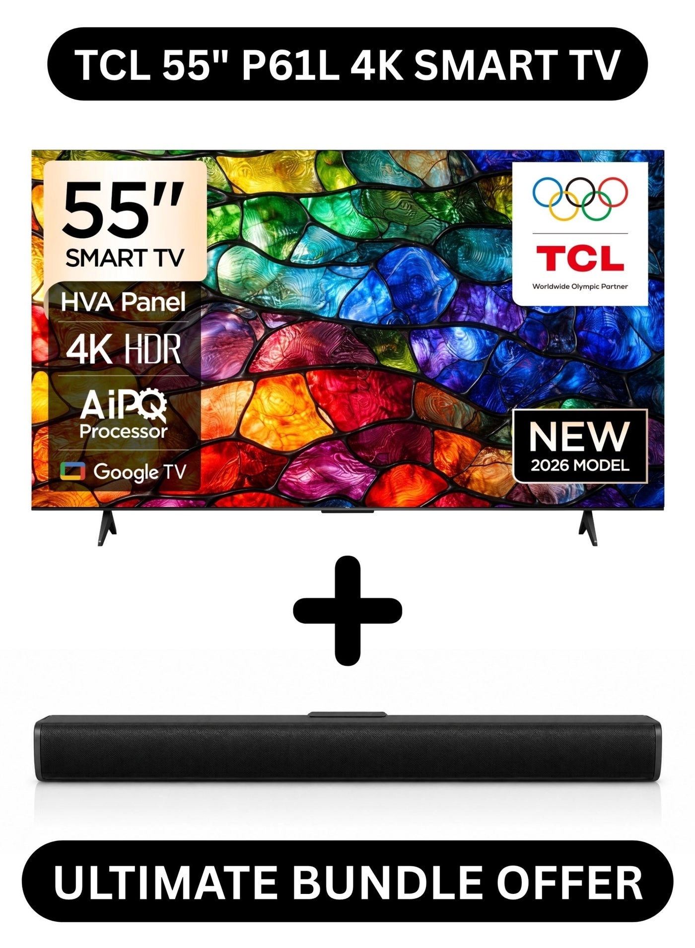 TV 55P61L 55" + 2.0-channel soundbar