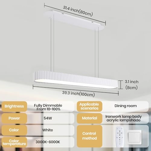 Round LED Chandelier - 3000K–6000K Dimmable