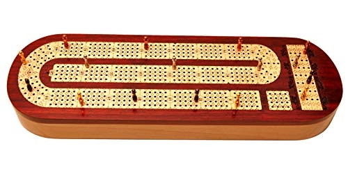 Continuous 4 Track Cribbage Board - Blood Wood Maple Wood