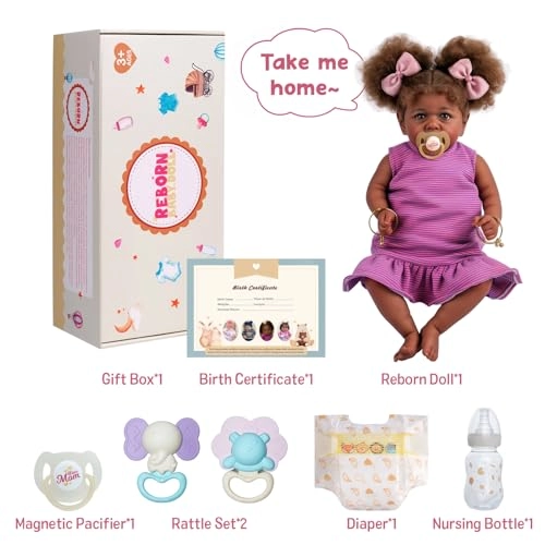 Reborn Baby Doll - 22 Inch Caramel Skin Tone Taupe Eyes Ages 3+