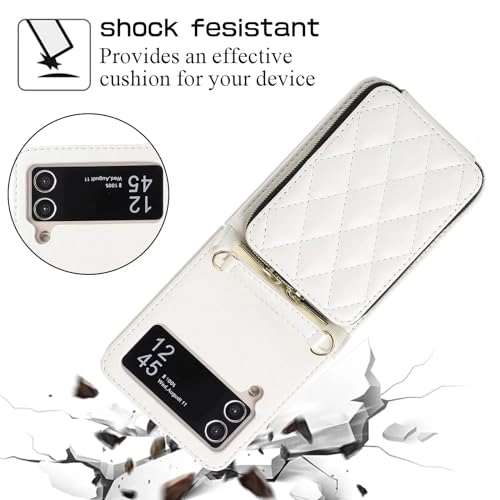 Miagon Case - Faux Leather Zipper Purse Wallet Phone Cover for Samsung Galaxy Z Flip4