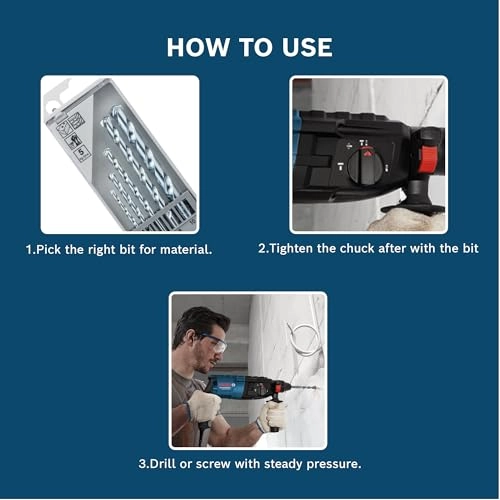 Masonry Drill Bit Set - Alloy Steel 5 pieces 4mm 5mm 6mm 8mm 10mm