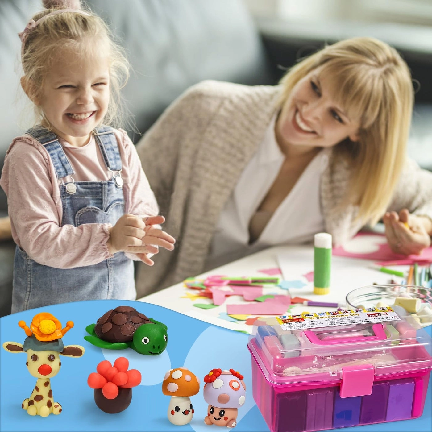 Polymer Modeling Clay - 62 colors Starter Kit with Sculpting Tools