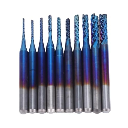 End Mill Set - 0.8-3mm 1/8in 10 pcs