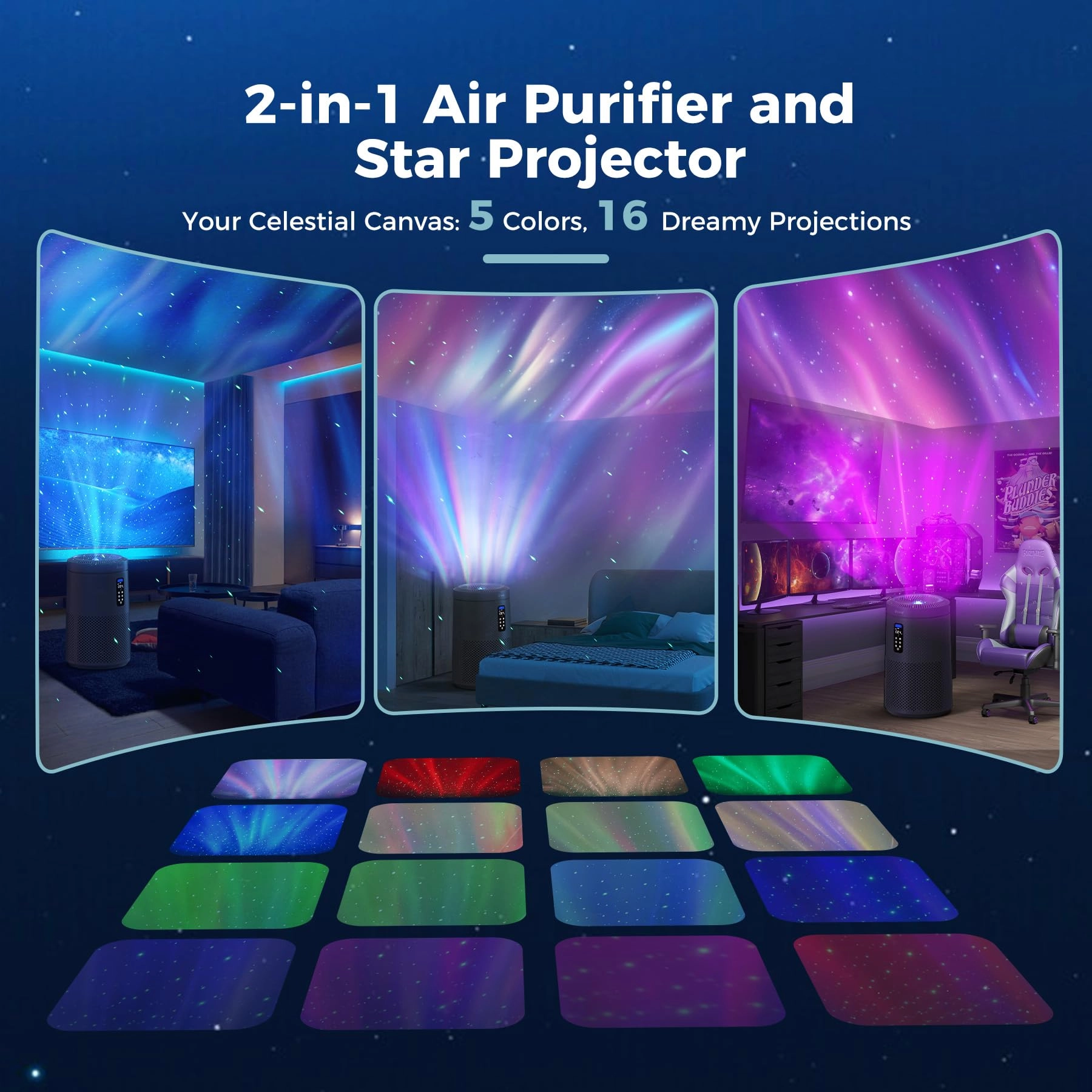 MK09W - Air Purifier 1782 Sq. Ft. Star Projector