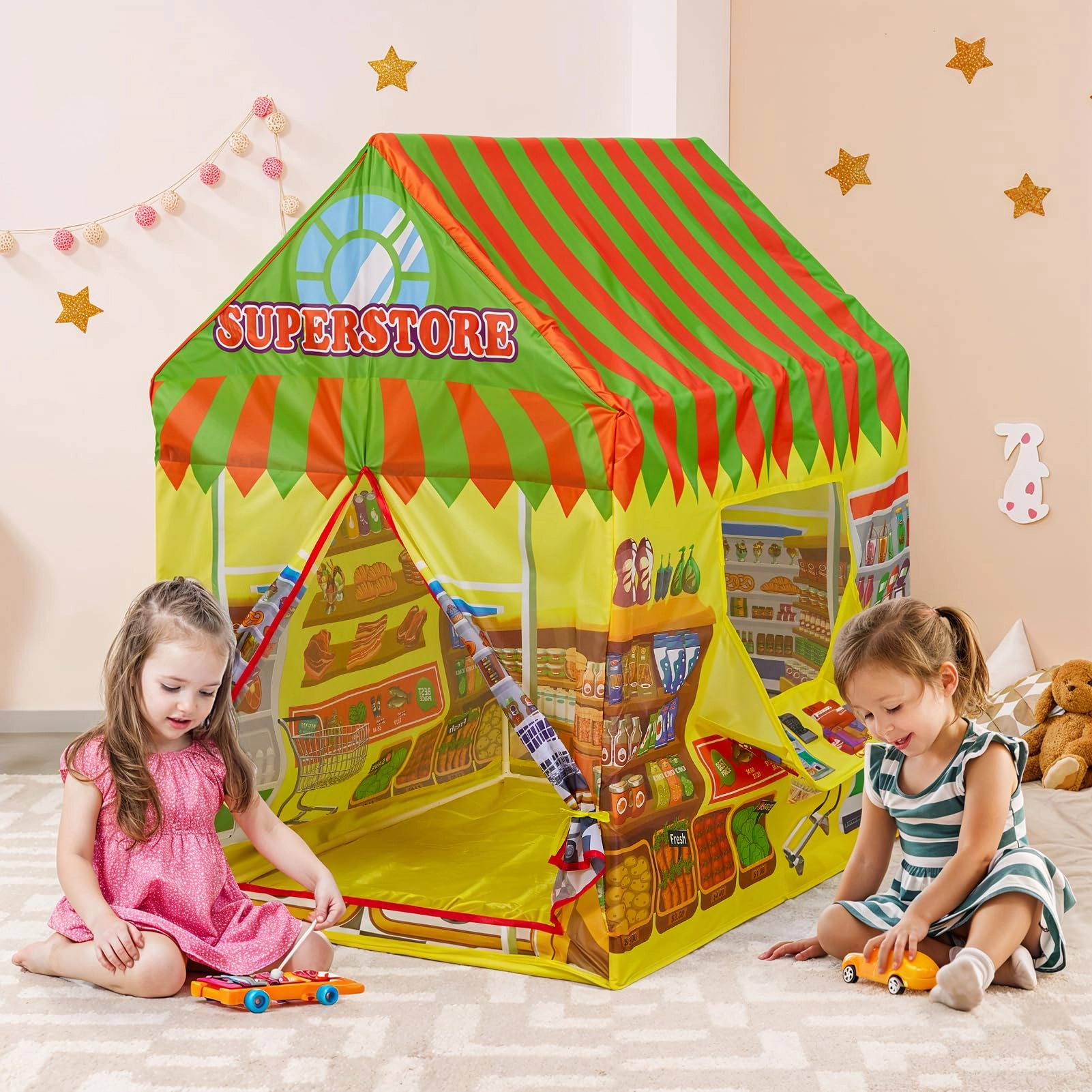 warmiehomy Supermarket Play Tent - 69x93x103cm Yellow-supermarket