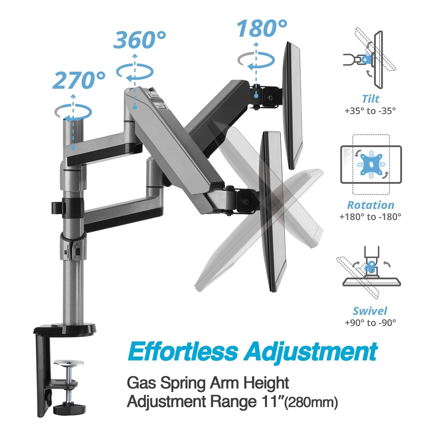 Vertical Ultrawide Monitor Mount Stand - Dual 38-inch VESA 75x75mm 100x100mm