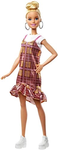 Barbie Fashionistas - Blonde Updo Shimmery Plaid Dress Ages 3+