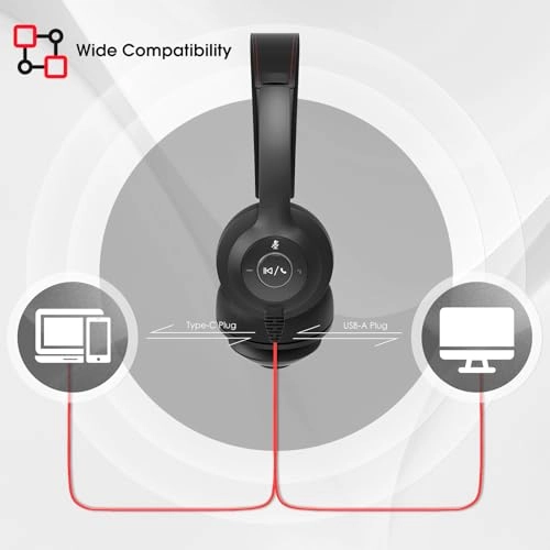 USB Headset with Microphone for PC Wired Headset