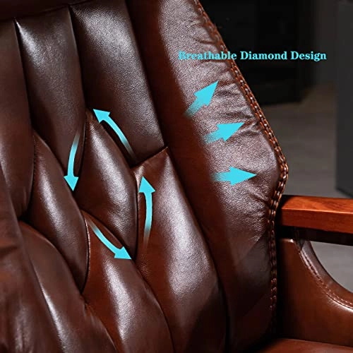 Desk Chair - PU Leather Brown High Back