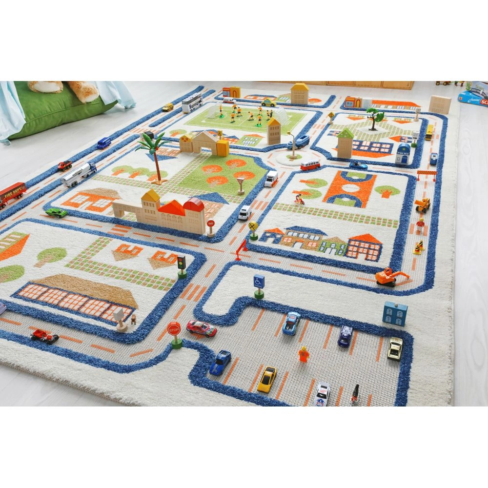 Traffic Design Educational 3D Carpet Playmat - Traffic Blue 12 months