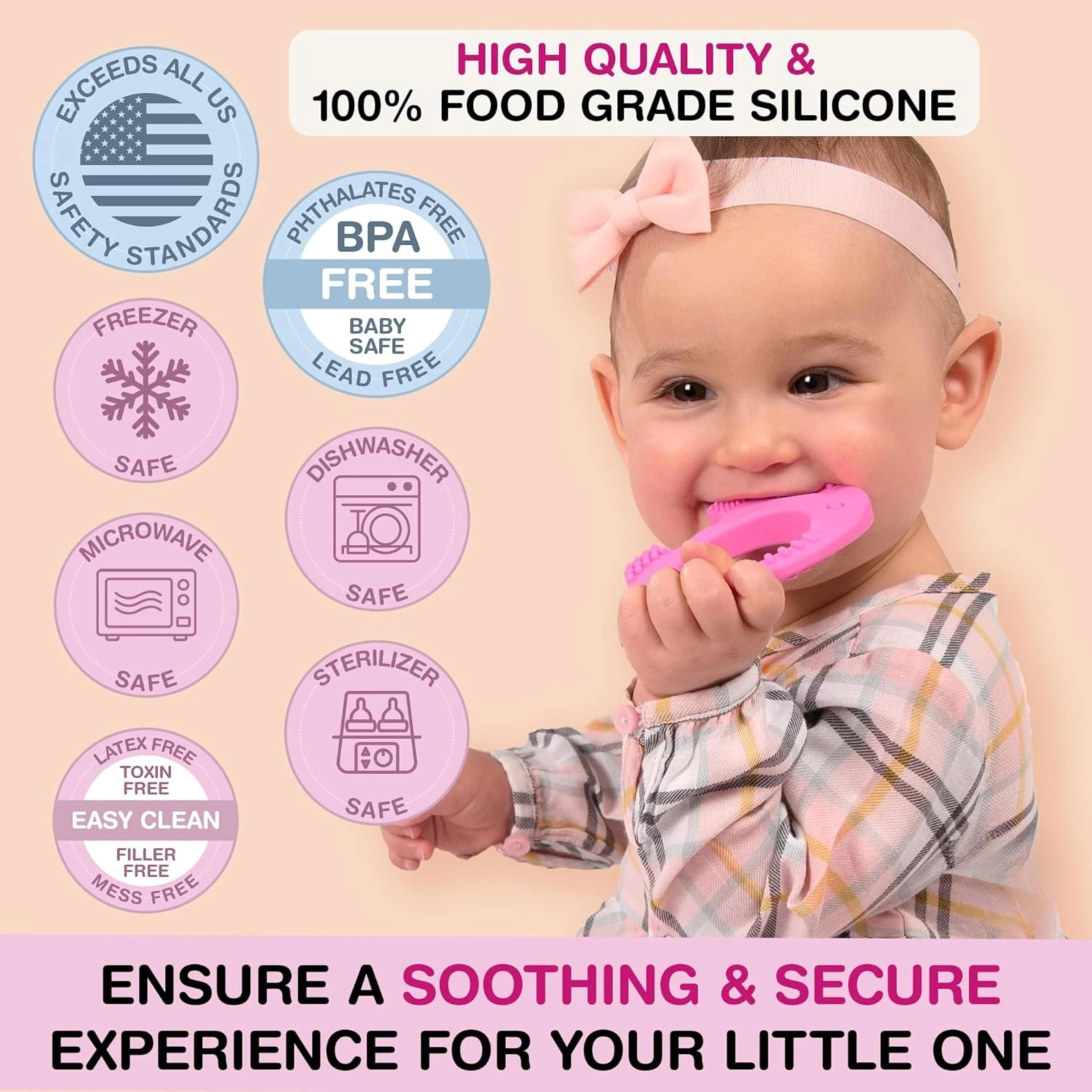 2 in 1 Teether - Beech Wood, Silicone