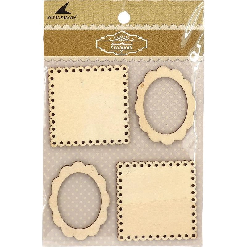 Wood Sticker - Wood 6 Pieces