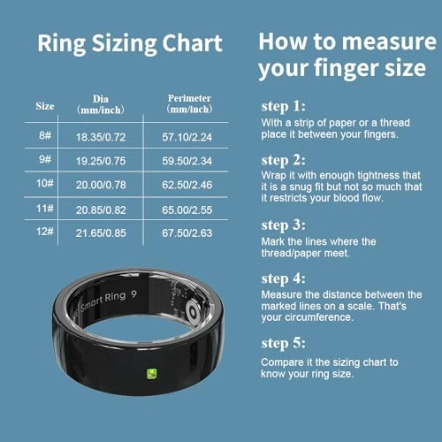 Ceramic Touch Smart Ring - Heart Rate Blood Oxygen 5ATM Waterproof