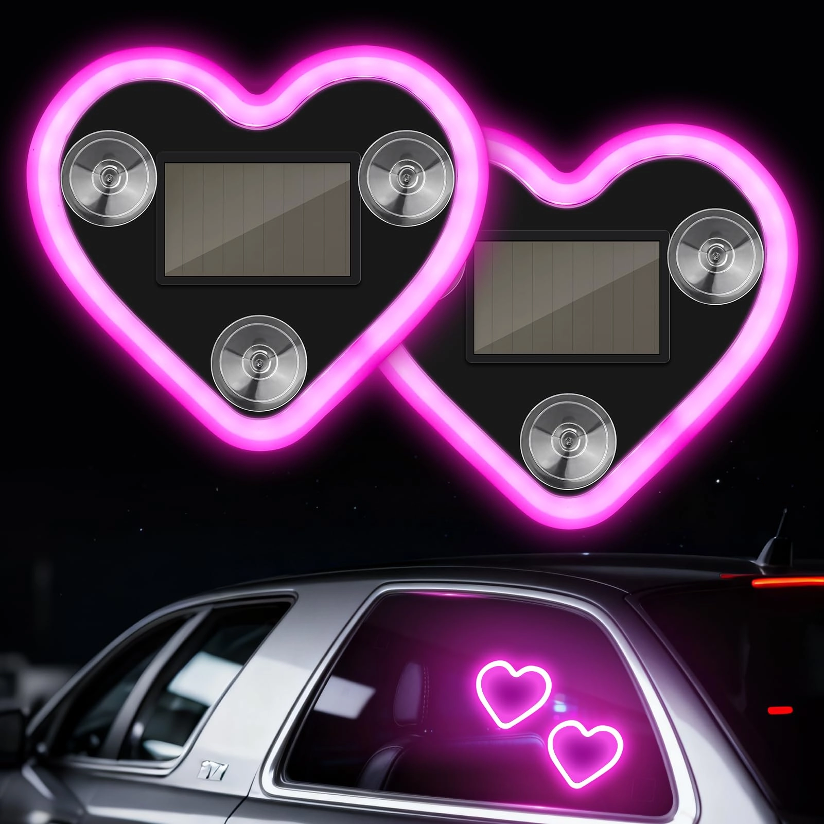 keledz Heart Shaped Led Ambient Car Light - Heart-shaped Neon Light Pink