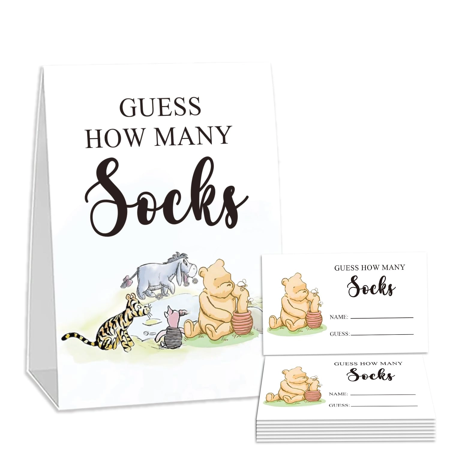 Tuiemie Winnie Baby Shower Game Cards - English Adult 50pcs