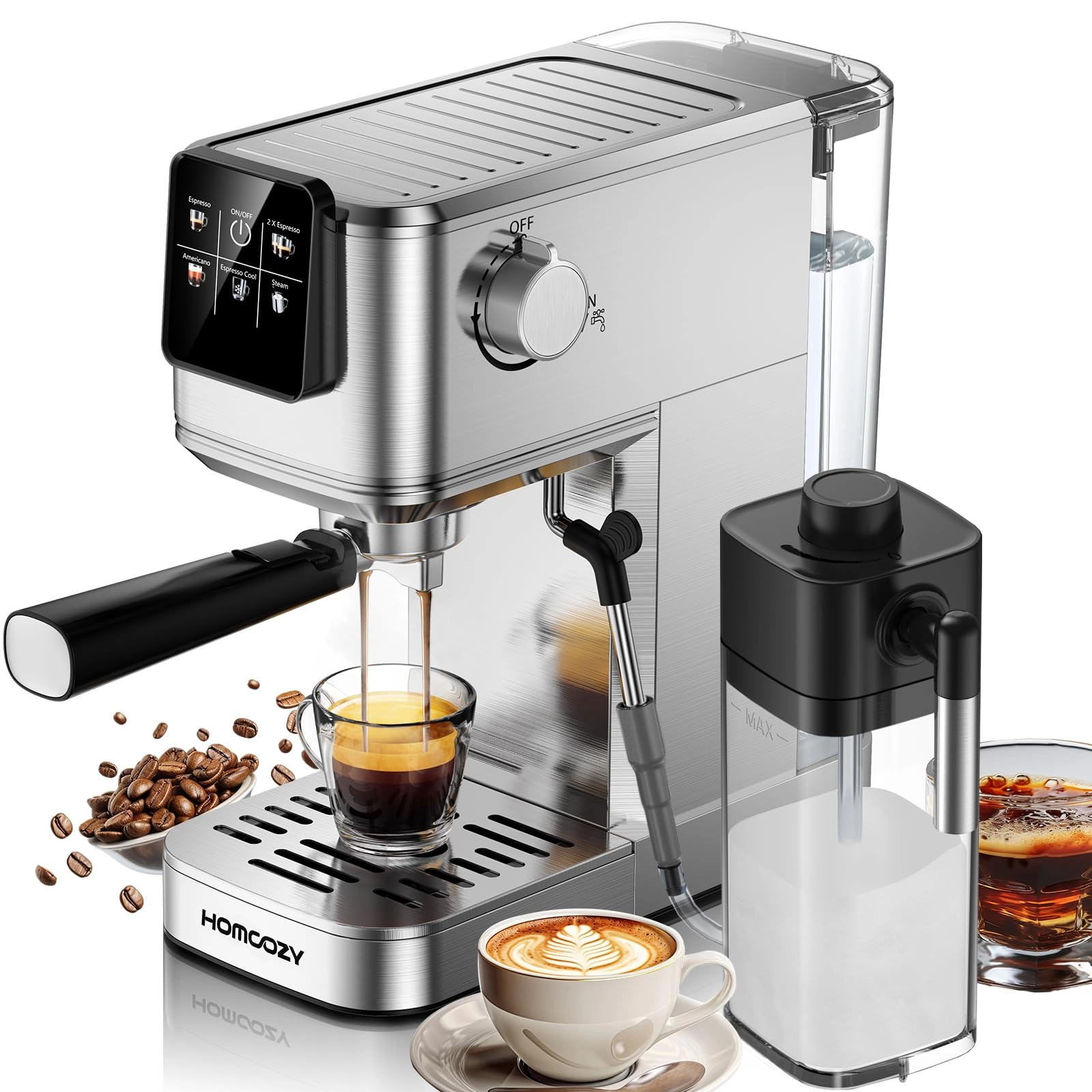 HomCozy KFJ-20bar-CPNX - 2 Cups Hot & Cold Milk Frother