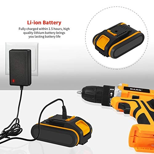 Cordless Drill + Cordless Screwdriver - 21V + Li-Ion Battery - 1300mAh + Drill Chuck - 10 mm