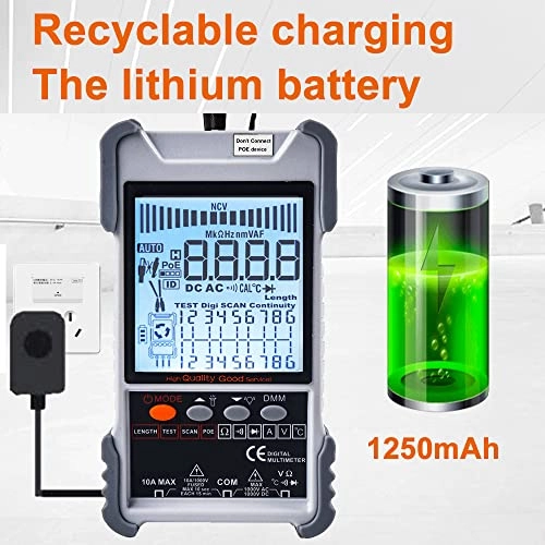 Handheld Portable 2in1 Network Cable Tester - LCD Display POE Test