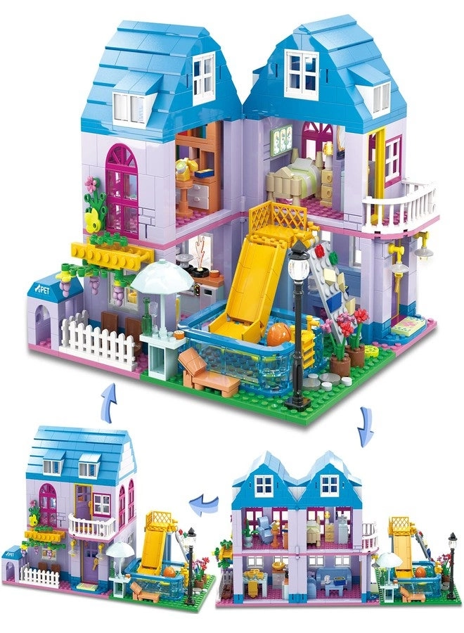 HSANHE Girls Summer Villa - Building Set Compatible with Lego Friends Ages 6+