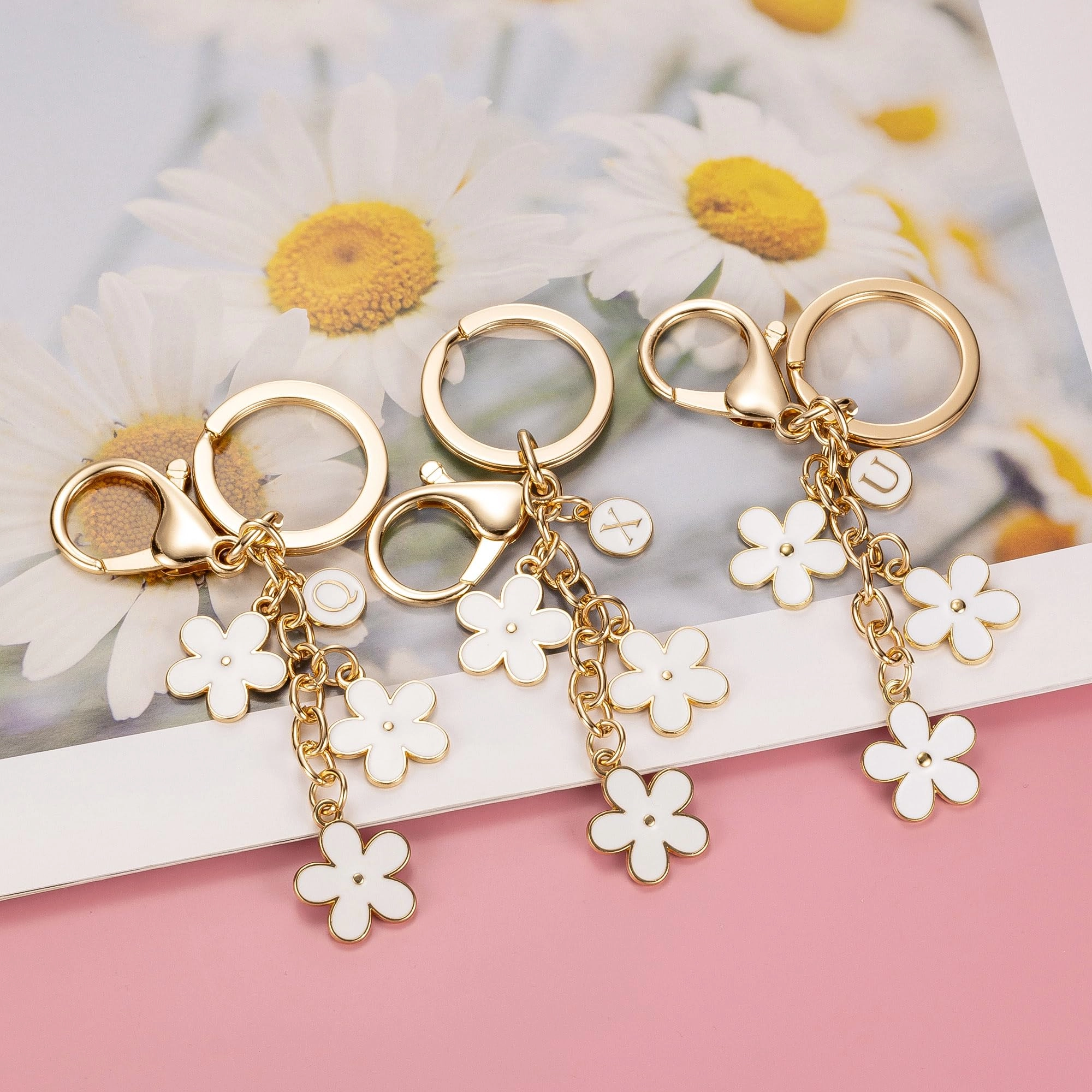 Initial Keychain - Floral