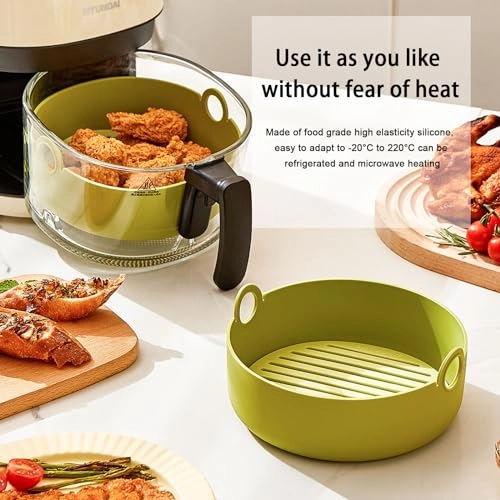 Silicone Air Fryer Liners - Green 25 x 25 x 0.25 cm