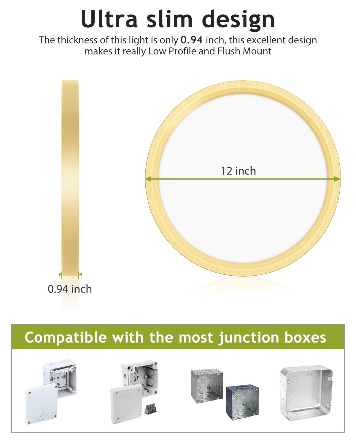 Flush Mount LED Ceiling Light - 3000K 4500K 6000K Dimmable