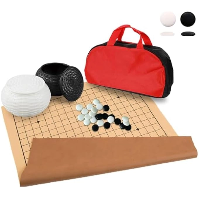 Go Game Set - Travel Foldable Leather Board Resin Bowls