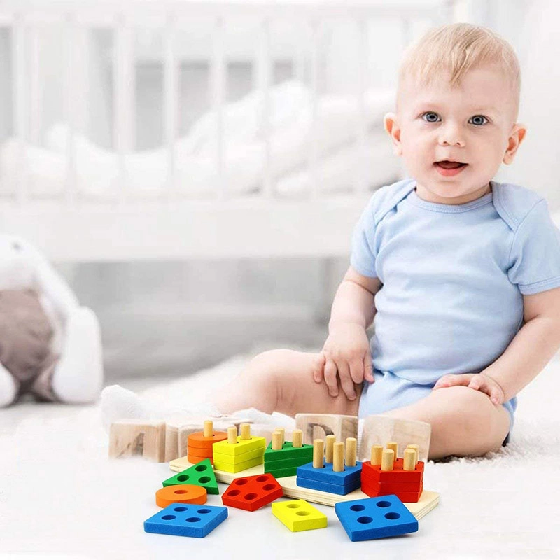 Multifunctional Wooden Shape Sorter - 1+ 25 wooden disks