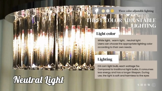Luxury LED Crystal Chandelier - Three-Color Lighting warm light cool white light neutral light