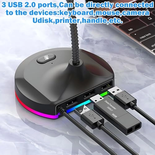 M8 With 3 Port Hub USB Microphone