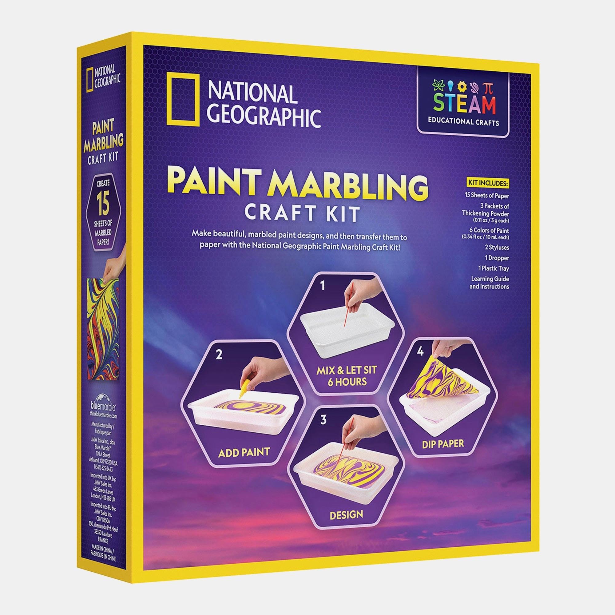 National Geographic Paint Marbling Craft Kit - 21 pieces styluses