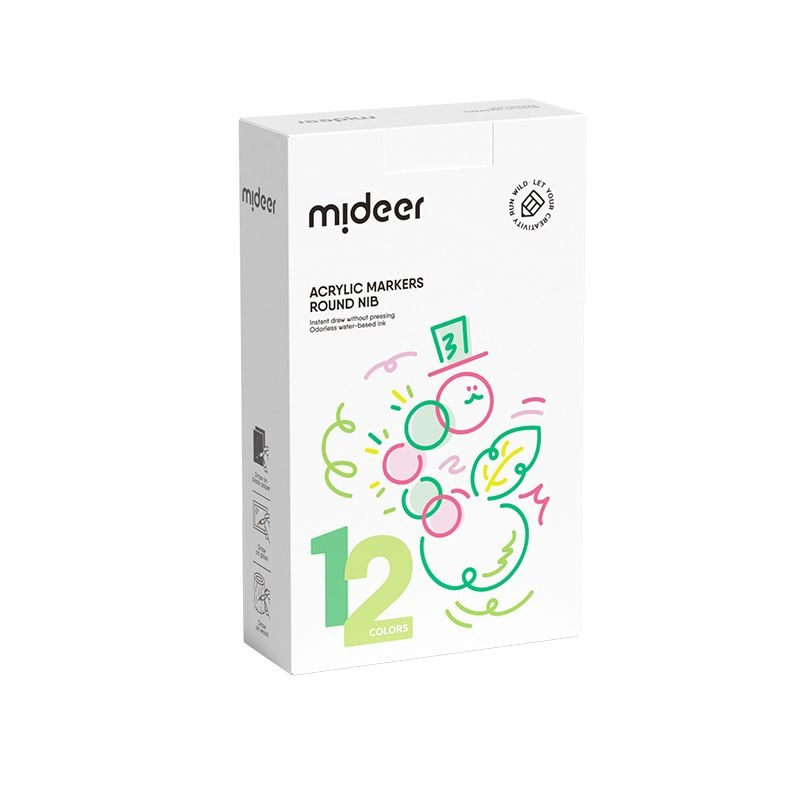MIDEER Round Nib Acrylic Markers - Multi Colour Round Nib