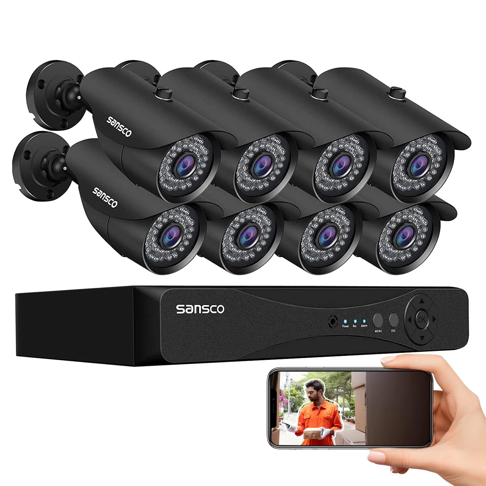 SANSCO CCTV Camera System - 8x 8 Channel 1080p