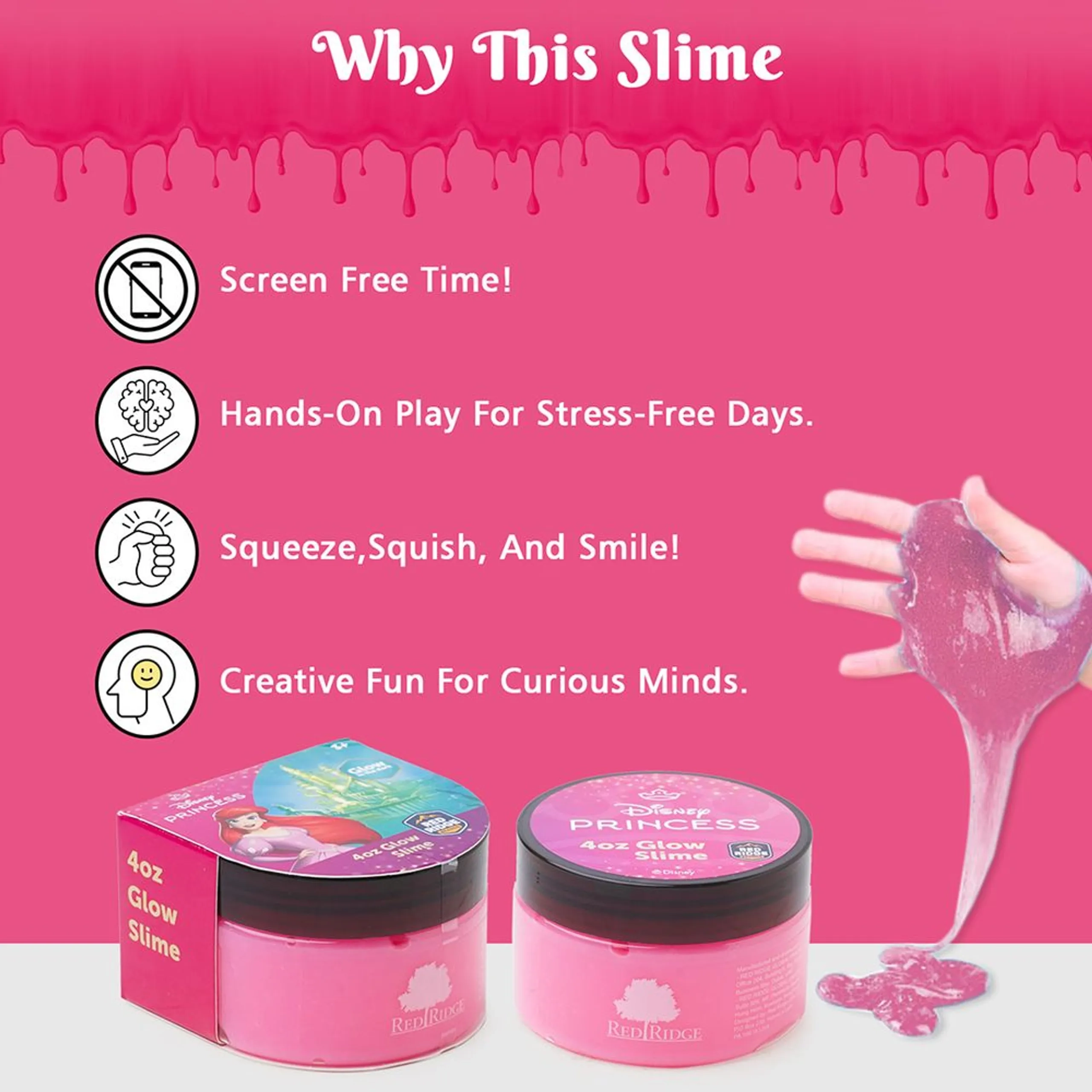 Disney Princess Glow Slime - Pink 118 ml