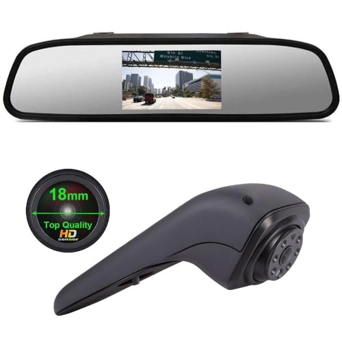 Rear View Mirror Monitor - 4.3 Inch Wired + Brake Light Camera - 1280 x 720 Night vision